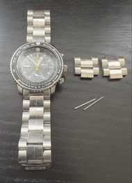 中古 Seiko 精工 Flightmaster  飛行員系列搭配複雜飛行計絕版已停產石英計時腕錶機芯 7T62-0EBO 型號 SNA411 (壞響鬧功能Alarm）