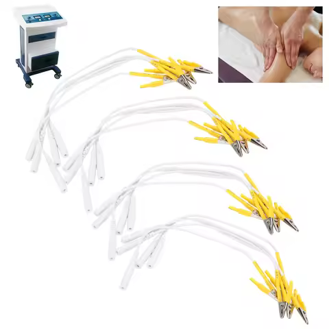 20Pcs/Bag Clip Electrode Wires Cable For TENS Unit Physiotherapy Machine Yellow Electrode Cable TENS