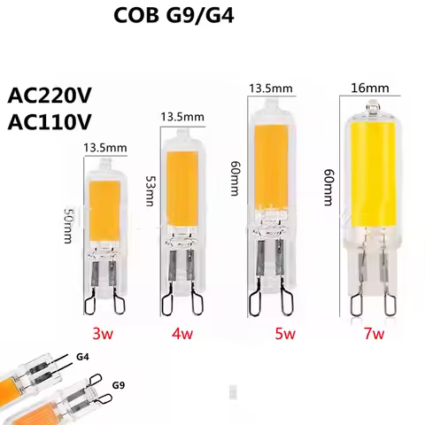 10pcs Crystal G4 G9 Dimmable LED Glass Bulb COB 3w 5w 7w 3000k Natural white 4000k 6000k AC220V/110V