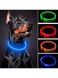 Led狗狗項圈,可充電usb閃爍狗項圈,3種照明模式,可調節和可剪切的發光小狗項圈,讓您的愛犬在夜間易於看到,適用於大/中/小型犬