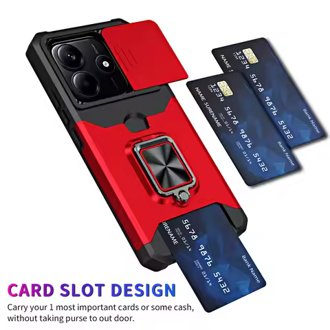 Card slot Finger Ring Camera protect case for Xiaomi Redmi Note 14 4G 24117RN76G Global Edition Armo