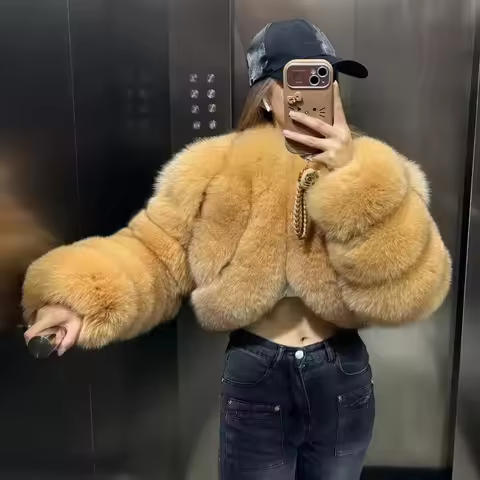 Warm Faux Fur Coats Women Short Overcoats Loose O Neck Long Sleeves Covered Button Straight Work Y2k