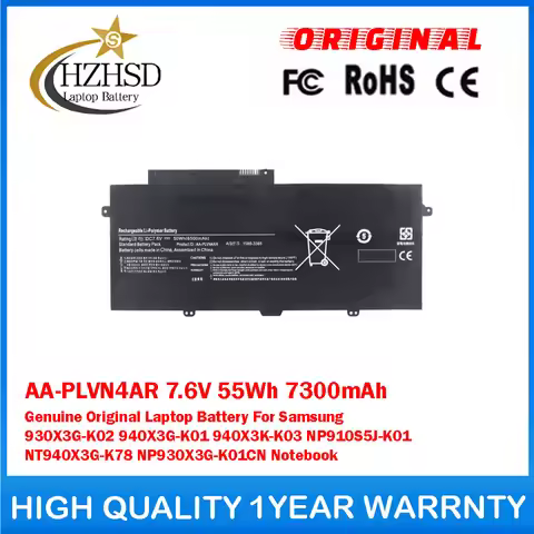 AA-PLVN4AR 7.6V 55Wh Genuine Original Laptop Battery For Samsung 930X3G-K02 940X3G-K01 940X3K-K03 NP