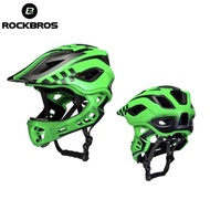 HIJAU ROCKBROS TT-32 Green Small Children's Cycling Bike Helmet Full covered Child 2 In 1 Sport Safe
