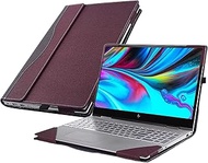 WODBAO Laptop Case for HP Envy X360 15-ED/15-EE, 15.6" and Asus VivoBook 15 F512 (X512 / K512 / S512 / A512) 15" Laptop, PU Leather Case Cover for HP Envy 15-ee/15-ep (Wine red)
