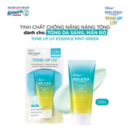 Kem chống nắng nâng tông Skin Aqua Tone up  Mint Green cho da trắng có khuyết điểm đỏ dạng tinh chất