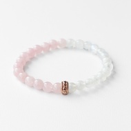 LUCY SUMMER RoseMoon กำไลข้อมือหินแท้ Rose Quartz และ Moonstone ขนาด 6 mm แต่งด้วยจี้ตัวคั่น Spacer