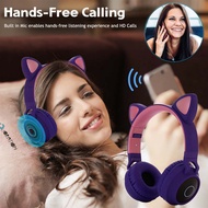 Cat Ear Headphones Wireless LED Luminous Cat Wireless Headphones Bluetooth Headset Heavy Bass Hari Raya Gift