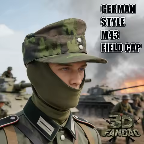 WWII WW2 German Style M43 Field Cap Tactical Camouflage Cotton Mountain Hat for Collection and Displ