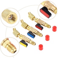 Angled Compact Ball Valve 1/4 Inch SAE Air Conditioning Refrigerant R410A R134A Shut Valve3PCS R410A