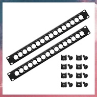 (E B M XLR Patch Panel 1U Rack 2 Packs, Punched Metal Rack Mount Audio Rack Mount Panel 1U16
