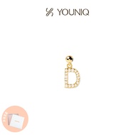 YOUNIQ 18K Gold Titanium A-Z Alphabet Letter Initial Charm Pendant Cubic Zirconia Huruf