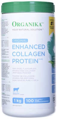 Organika Original Enhanced Collagen, 100% Pure, flavourless hydrolyzed Collagen (peptides) Powder, 1