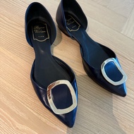 Roger vivier 深藍尖頭平底鞋