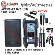 Speaker Crimson Aktive Pasive Stage12 CR 12 2 Stands 2 Mic Wireless