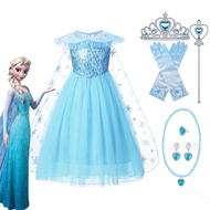 Frozen 2 Princess Elsa Costumes Kids Fancy Party Birthday Christmas Dress Up for Little Girls gift