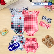 3-15 MONTHS BABY SET JEJE BABY ROMPER INCLUDING HEADBAND by LITTLE KODA (3 IN 1 SET) (SNI) VERSION 2