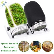 Seed Sprouting Jar Kit with 2 Wide Mouth Mason Jars Bean Sprouts Growing Kit with Stainless Steel Sc