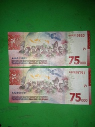 uang ASLI 75000 rupiah / uang edisi khusus kemerdekaan Indonesia HUT 75 tahun