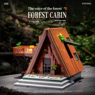 Small Angle JD038 Mountain Herringbone House Retro Forest Nature Cabin Creative Building Block Toys