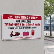 Personal Asset Storage Sign, Please Lock Your Vehicle Carefully, Asset Storage Sign