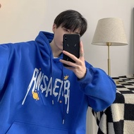 【Plus Size M-5XL Couple Hoodies】2025 New Korean Original Letter RNS print pattern Print Velvet cotto