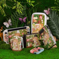 Nintendo Switch OLED protective case storage bag thumb grip joystick cap NS accessories  Forest Girl