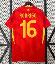 2024 UEFA European Championship Spain Home Football Jersey # 16 Rodrigo #7 Morata #19 Lamine Yamal เ