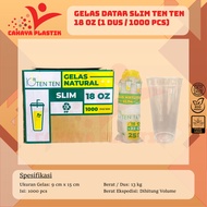 (1 BOX) Slim Flat Glass TEN TEN, MITRAKU 18oz 22oz Weight 7GR Contents 1000 Pcs Slim Ten Ten Plastic