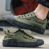 Free Shoes Men Anti-slip Wear-resistant Construction Site Work Farmland Military Training Labor Insurance Shoes Low-Top Canvas Breathable Deodorant Rubb