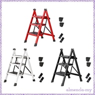 [AlmenclaMY] Step Ladder Step Stool with Anti Slip Pedal Foldable Indoor Outdoor Thickened Steel Ladder 3 Step Folding
