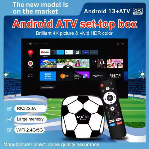 TV Box Android 13 MX10 Z3 4K UHD Allwinner RK3228A Quad-Core 1GB RAM 8GB ROM WiFi 6 BT5.4 Smart Medi