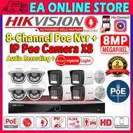 HIK HIKVISION 🌟8 Channel🌟 8.0MP Smart Hybrid Light POE + COLORVU + MIC / AUDIO 8CH NVR + 8MP PoE CAM