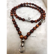 Amulet Straw "Kayu Raja" 8mm beads, Emperor Wooden beads Amulet Necklace, Stainless Steel 4 Buckles