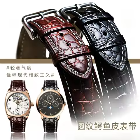 Crocodile Leather Watch Strap, Genuine Leather Men's Pin Buckle Strap, for Tissot, Mido, Longines Ma