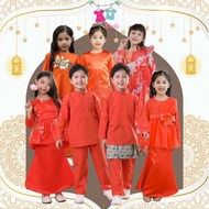 MOODAKIDS 2024 Baju Raya sedondon budak lelaki perempuan brick orange oren bata baju melayu sampin kurung peplum tutu