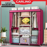📌CARLINO: Curtain Wardrobe with drawer/almari baju murah/wardrobe/almari baju/rak baju/almari kain