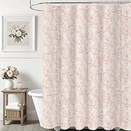 Pink Cotton Waterproof Extra Long Shower Curtain, Farmhouse Elegance Floral 84 Shower Curtains for B