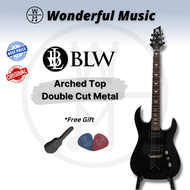 BLW Arched Top Double Cut Electric Guitar, Black