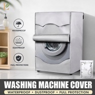 Washing Machine Cover Waterproof Dustproof Washer Protector Front Load Top Load Zipper Silver