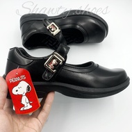 41S01 รองเท้านักเรียนหญิงหนังดำ Snoopy (Size 34-43) ลิขสิทธิ์แท้ ADDA