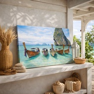 海景掛畫, 泰國海島風景, 熱帶度假風, 藍色海洋裝飾, 客廳臥室掛