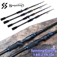 Sougayilang 1.8M 2.1M Carbon Fishing Rod Protabil Telescopic Spinning/Casting Rod M Power Fishing Rod Travel Trout Rod