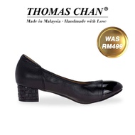 [THOMAS CHAN] Embossed Heel Goat Leather Court Shoes 1.5"inch [Office Wear Series][Brown/ Black]