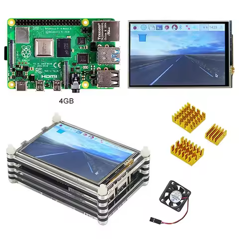 Raspberry Pi 4 Model B 4GB RAM Starter Kit with board,3.5 inch LCD display,Acrylic case,heatsink and