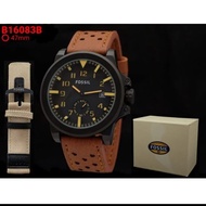jam tangan fossil pria paker free tali kanvas free box fossil