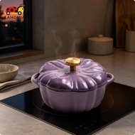 [LAHOMIA] Enameled Cast Iron Dutch Oven Induction Compatible Pumpkin 20CM Gold Knob