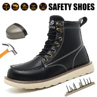 Safety Boots Steel Toe Shoes Men Work Leather Boots Black Brown Size 39-46