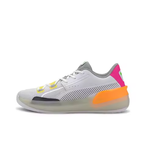 PUMA Clyde Hardwood Retro Fantasy Low top Performance Basketball Shoes Unisex White Orange 194045-01