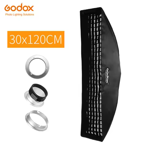 Godox FW30x120cm Strip Honeycomb Grid Rectangular Softbox for Strobe Studio Flash Softbox for Bowens